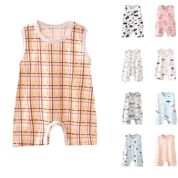 HVOBTTY Summer Infant Toddler's Rompers Sleeveless Short Length Fine Cotton Daily