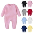 thumbnail image 1 of HVOBTTY Summer Infant Toddler's Rompers Solid Color Long Sleeve Full Length Breathable, 1 of 4