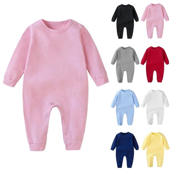 HVOBTTY Summer Infant Toddler's Rompers Solid Color Long Sleeve Full Length Breathable