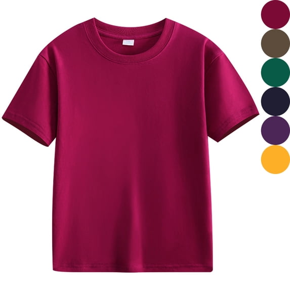 HVOBTTY Summer Kids Girls Boys Short Sleeve Crew Neck T-Shirt Solid Cotton Basic Sport Casual Wear Tops