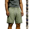 thumbnail image 1 of HVOBTTY Men's Summer Straight Leg Bermuda Shorts Solid Color Casual Sport Elastic Waist Zipper Pocket Training, 1 of 5