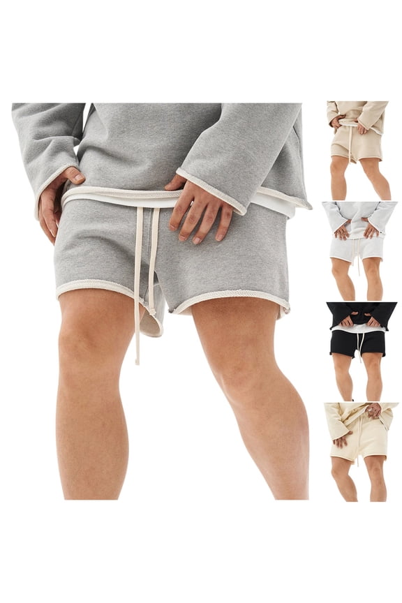 Men's Summer Straight Leg Workout Shorts Solid Color Rolled Hem Breathable Loose Street Style Sport