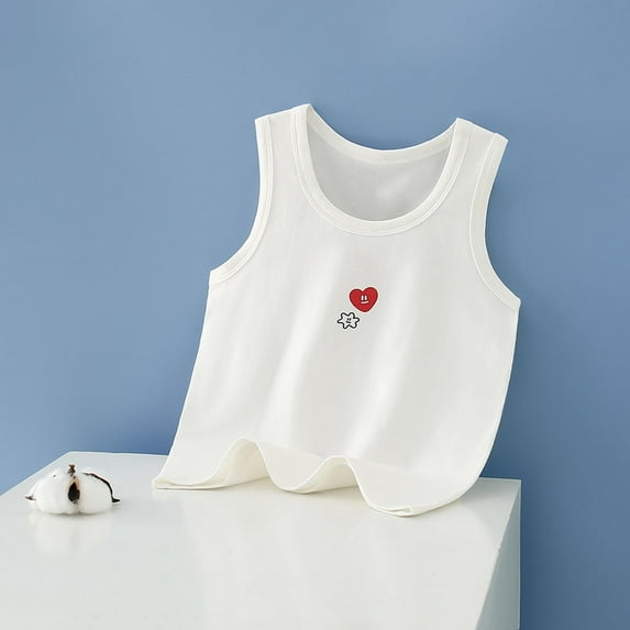 HVOBTTY Summer Toddler Girl's Sleeveless Crew Neck Tank Top Heart Print Spaghetti Strap Inner Daily Wear
