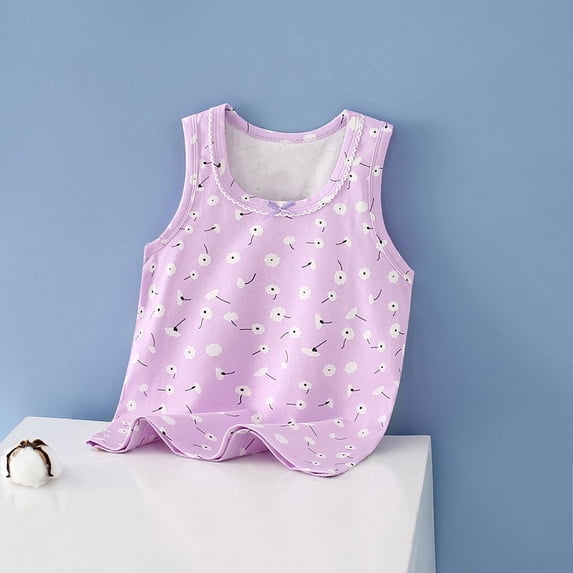 HVOBTTY Summer Toddler Girl's Sleeveless Crew Neck Tank Top Print Soft Cotton Basic Undershirt Use Daily Wear