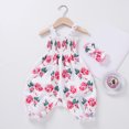 thumbnail image 1 of HVOBTTY Summer Toddler Girl's Sleeveless Rompers 3 Piece Outfit Solid Color Cami Strap Pants And Daily Wear Casaual Wear, 1 of 5