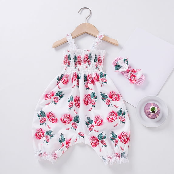 HVOBTTY Summer Toddler Girl's Sleeveless Rompers 3 Piece Outfit Solid Color Cami Strap Pants And Daily Wear Casaual Wear
