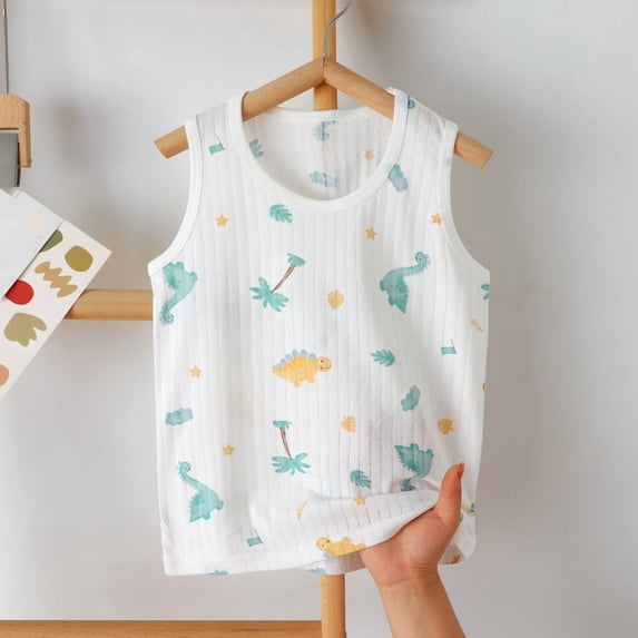 HVOBTTY Summer Toddler Kid's Sleeveless Crew Neck Tank Top Print Undershirt Basic Inner Layer for Use Daily Wear