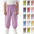thumbnail image 1 of HVOBTTY Summer Toddler Kid's Straight Leg Long TrousersMid High Waist Solid Color Relaxed Cuffed Air Protection Casual Wear Pants, 1 of 5