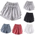 thumbnail image 1 of HVOBTTY Summer Women's 2 Pack Casual Fashion Printed Solid Color Loose Fitting Running And Fitness High Waisted Wide Leg Shorts Blue, XXL, 1 of 4
