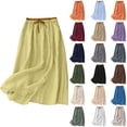 thumbnail image 1 of HVOBTTY Summer Women's A line Long Skirt Loose Vintage Cotton Linen Elastic Waist Casual for Daily Outdoor and Wear, 1 of 5