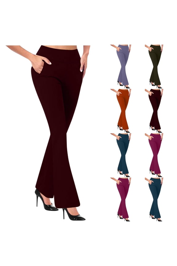 Summer Women's Base Slim Leg Leggings Solid Color Knitted Fabric Flared Leg Slim Casual Long Pants