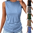 thumbnail image 1 of HVOBTTY Summer Women's Casual Fashion Solid Color Crew Neck Pocket Detail Sport Tank Top Blouse Black, XXXXXL, 1 of 5