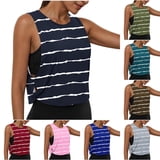 HVOBTTY Summer Women's Crew Neck Sleeveless Tank Top Print Sport with ...