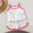 thumbnail image 1 of HVOBTTY Toddler Girl's Elastic Waist Short Pant Print Sling Sleeveless Tank Top 2 Piece Casual Home Wear Outfit Suits, 1 of 5