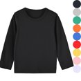 thumbnail image 1 of HVOBTTY Toddler Kid's Fall Winter Long Sleeve Crew Neck T-Shirt Solid Cotton Basic Layering Sport Daily Wear Tops, 1 of 3