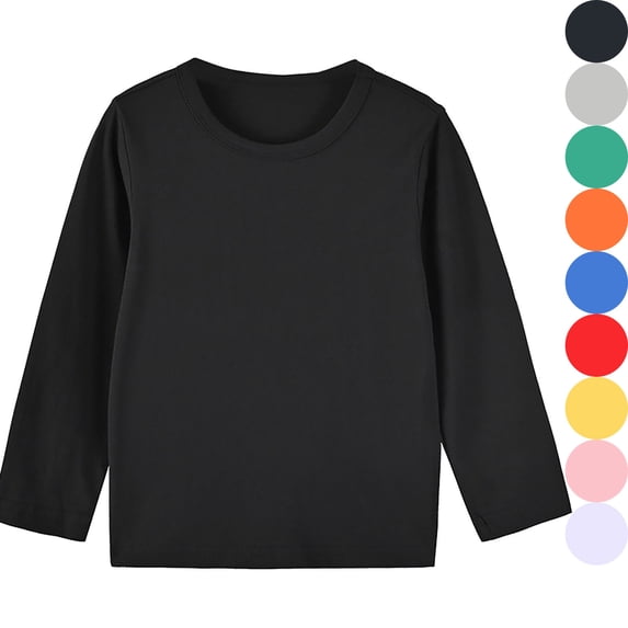 HVOBTTY Toddler Kid's Fall Winter Long Sleeve Crew Neck T-Shirt Solid Cotton Basic Layering Sport Daily Wear Tops