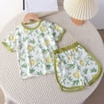 thumbnail image 1 of HVOBTTY Toddler Kid's Print Breathable Fabric Crew Neck Short Sleeve Tee Elastic Waist Short Pant 2 Piece Home Wear Suits, 1 of 3
