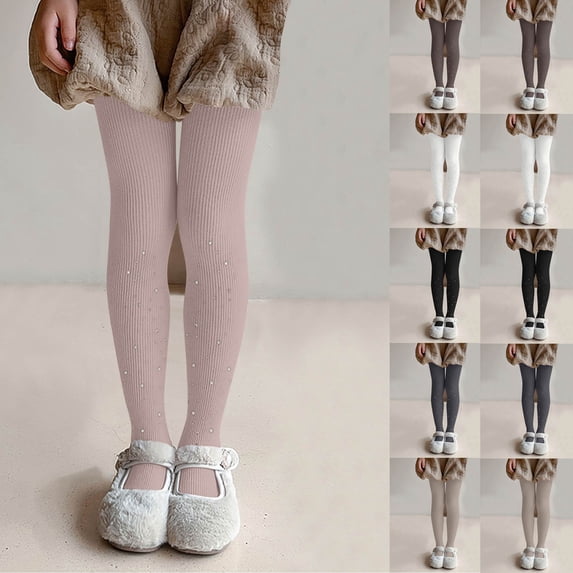HVOBTTY Toddler Summers Base Leggings Solid Color Rhinestone Decor High Elastic Slim Pantyhose for Girls Pink, 4-6 Years