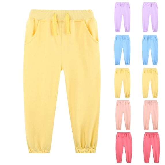 HVOBTTY Toddler's Pants Solid Color Drawstring Sweat Casual Active Wear Daily Trousers