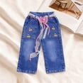thumbnail image 1 of HVOBTTY Toddler Summers Slim Leg Denim Pants Large Pocket Wide Leg Elastic Waist Denim Pants Blue, 5-6 Years, 1 of 4