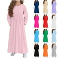 thumbnail image 1 of HVOBTTY Toddler's Soft Maxi A-Line Dresses, Spring Dresses for Kid Girls' Casual Comfy Solid Color Long Sleeve Round Neck Pocket Straight Maxi Versatile Daily Loose Dresses Red, 4-5 Years, 1 of 5