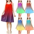 thumbnail image 1 of HVOBTTY Toddler's Soft Sport Shift Dresses, Summer Dresses for Kid Girls' Casual Comfortable Gradient Print Sleeveless Strappy Tank A-line Hem Stylish Versatile Daily Wear Dresses Red, 5-6 Years, 1 of 5