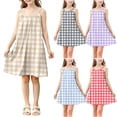 thumbnail image 1 of HVOBTTY Toddler's Soft Sport Shift Dresses, Summer Dresses for Kid Girls' Casual Comfortable Print Sleeveless Strappy Tank A-line Hem Stylish Versatile Daily Wear Dresses Blue, 7-8 Years, 1 of 5