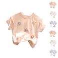 thumbnail image 1 of HVOBTTY Toddlers Casual Pullover Top, Girls Summer T Shirt, Girls Stylish Comfortable Soft Short Sleeve Round Neck Versatile Breathable Daily Tshirt White, 5-6 Years, 1 of 5