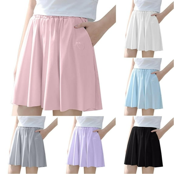 HVOBTTY Toddlers Soft Straight Leg Pants, , Girls Big Kids Sports Skort with Pockets Lightweight Loose Casual Outdoor Shorts White, 11 Years