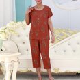 thumbnail image 1 of HVOBTTY Women's 2 Piece Pajama Set Print Short Sleeve Top and Pants Loose Sleepwear Set Comfortable for Daily Home Use, XXXL, 1 of 4