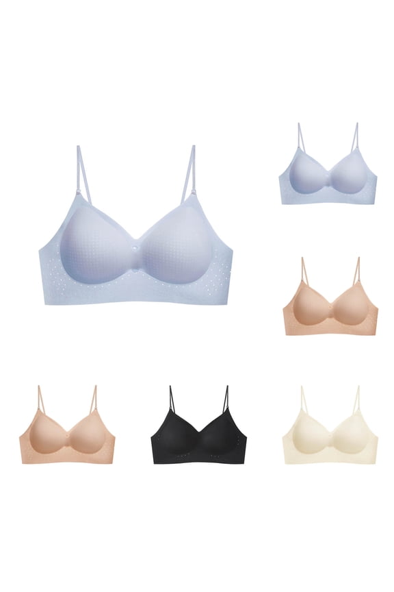 Women's Bra Solid Color Seamless Adjustable Strap Lightweight Style Backless Texture Gathered Wear, M