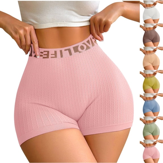 HVOBTTY Women's Breathable High Waist Boxer Briefs Solid Color Underwear Soft Skin Friendly High Stretch Tummy Support Hip Lift Daily Basic Panties