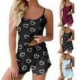 thumbnail image 1 of HVOBTTY Women's Camisole and Shorts Pajama Sets, Pajama Sets for Women, Women's Casual Comfortable Heart Print Camisole Sleeveless Top and Shorts Two Piece Pajama Sets Black, XXL, 1 of 4