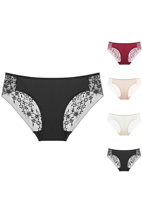 Women's Comfortable Basic Brief Low Waist Sheer Mesh Crotch Butt Lifting Daily Panties Red, L