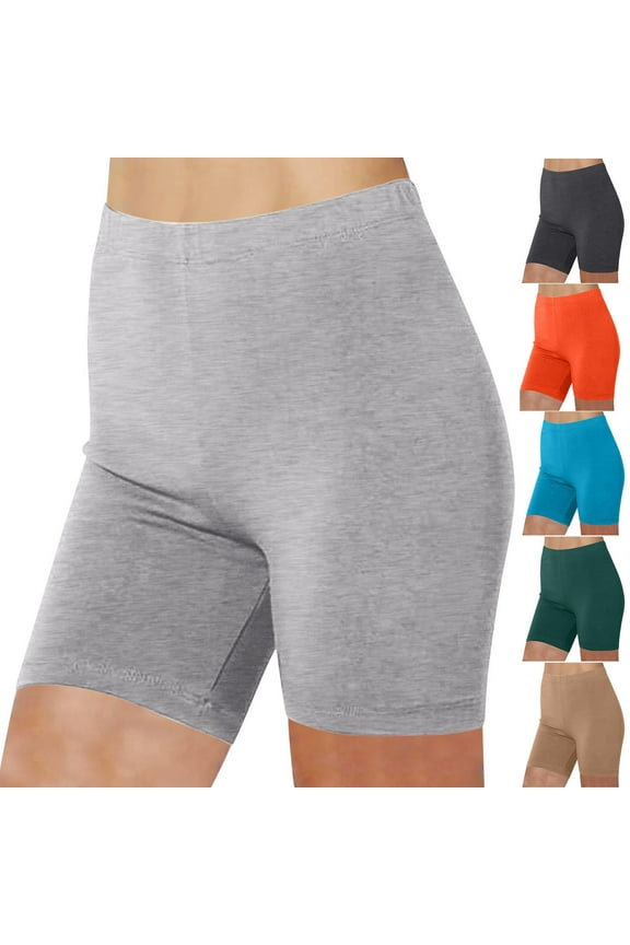 Women's Comfortable Bike Pants, Summer Pants for Women, Womens Casual Solid Color Stretchy Liner Running Workout Everyday Wear Layering Yoga Shorts Dark Gray, XL