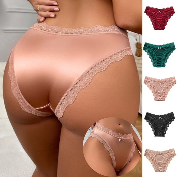 HVOBTTY Women's Cotton Low Waist Briefs Lace Underwear High Stretch Breathable Slim Daily Panties