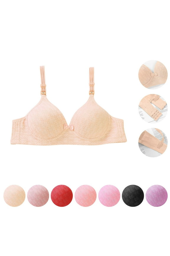 Women's Daily Bra, Bras for Women, Women's Comfortable Breathable Chest Gathered Side Breast Bra Small Cup Bra Thin No Steel Ring Breathable Bow Adjustable Shoulder Strap Purple, XL