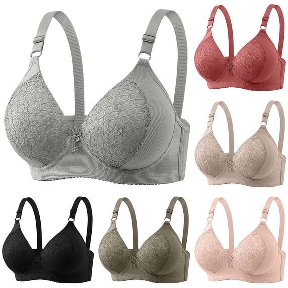 HVOBTTY Women's Daily Bra, Bras for Women Plus Size, Women's Daily Adjustable Underwear Gathered Thin Bra without Steel Ring Pink, L