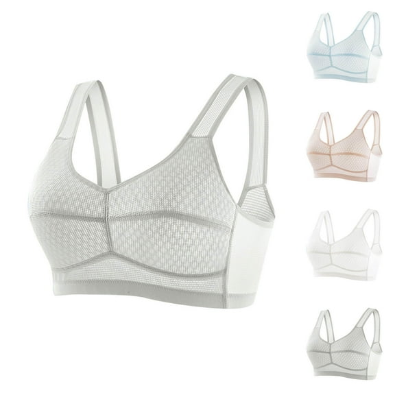 HVOBTTY Women's Daily Bra, Bras for Women, Woman's Solid Color Thin Style Ventilate Back Buckle Bra without Steel Rim Beige, 90B