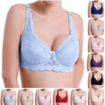 thumbnail image 1 of HVOBTTY Women's Daily Bra, Bras for Women, Women Lace Plus Size Bra without Steel Ring Gathers European and Thin Breathable Underwear Blue, 80C, 1 of 5