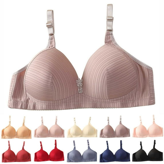 HVOBTTY Women's Daily Bra, Bras for Women, Women's Daily Adjustable Underwear Gathered Thin Bra without Steel Ring Dark Blue, M