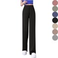 thumbnail image 1 of HVOBTTY Women's Fall Loose High Waisted Trousers Casual Loose Ice Silk Drape Straight Leg Pants, 1 of 4