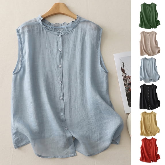 HVOBTTY Women's Fashion Clothing, Sleeveless Jacket Women, Women's Denim Linen Waistcoat Trend Casual Denim Sleeveless Cardigan Black M