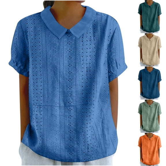 HVOBTTY Women's Fashion Pullover Sport Shirt,Summer Top for Women, Womens Plus Size Casual Solid Color V Neck Short Sleeve Lightweight Comfortable Daily Wear Tops Green, S