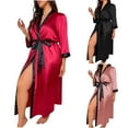 thumbnail image 1 of HVOBTTY Women's Lightweight Long Robe, Robes for Women, Fashion Women Color Blocking Banding Lace Up Cardigan Eobe Bath Leisure Wear Pink, XXXXXL, 1 of 4