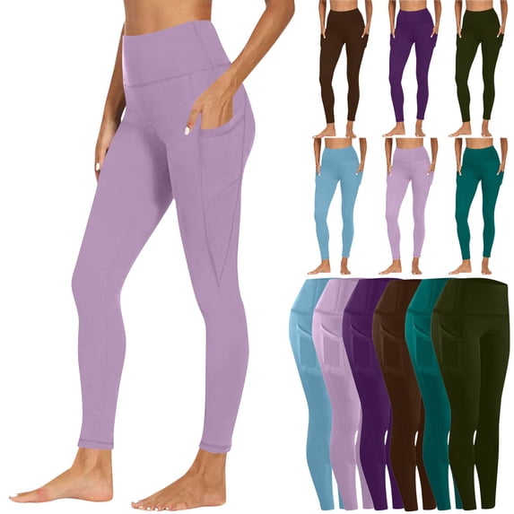 HVOBTTY Women's Long Leggings Slim Leg Cut Side Pockets High Stretch Hip Lifting Structure for Yoga Workouts Pants