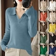 thumbnail image 1 of HVOBTTY Women's Long Sleeved Pullovers Sweaters, Sweaters for Women, Women's Fashion Casual Round Neck Solid Color Knitted Everyday Wear Sweater Green, M, 1 of 4