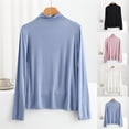thumbnail image 1 of HVOBTTY Women's Long Sleeves Pajama Top, Pajama Top for Women, Women's Casual Soft Solid Color Comfortable Breathable Long Sleeve Sleep Pajama Tops Light Blue, L, 1 of 4