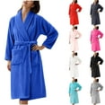 thumbnail image 1 of HVOBTTY Women's Mid-Length Robe, Robes for Women, Leisure Flannel Pajamas Bathrobes Sleeping Gowns Couple's Home Clothes Pink, M, 1 of 4