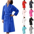 thumbnail image 1 of HVOBTTY Women's Mid-Length Robe, Robes for Women, Leisure Flannel Pajamas Bathrobes Sleeping Gowns Couple's Home Clothes Pink, XL, 1 of 4